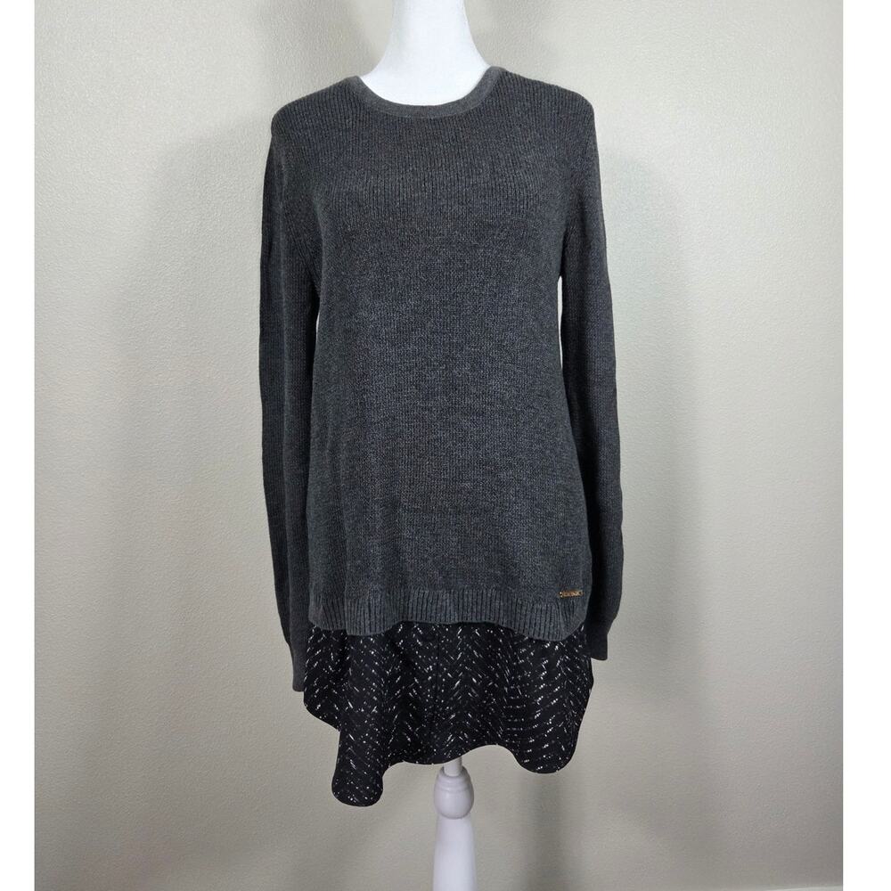 Ellen Tracy Woman's Layered Look Crewneck Sweater Size Medium Gray Elevated